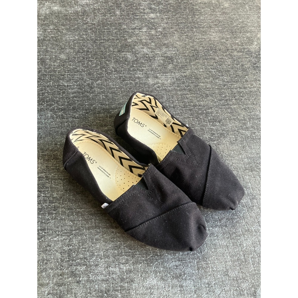 TOMS Alpargata 10017716 Flats Women's US 6 Black Cotton Canvas Slip On Shoes